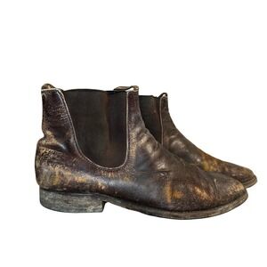 RM Williams Men's Distressed Leather Chelsea Brown Vintage Style Ankle Boots